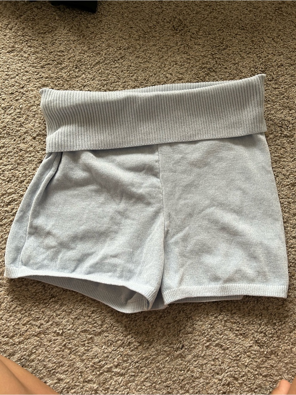 Garage Fold-Over Waist Knit Shorts - Light Gray